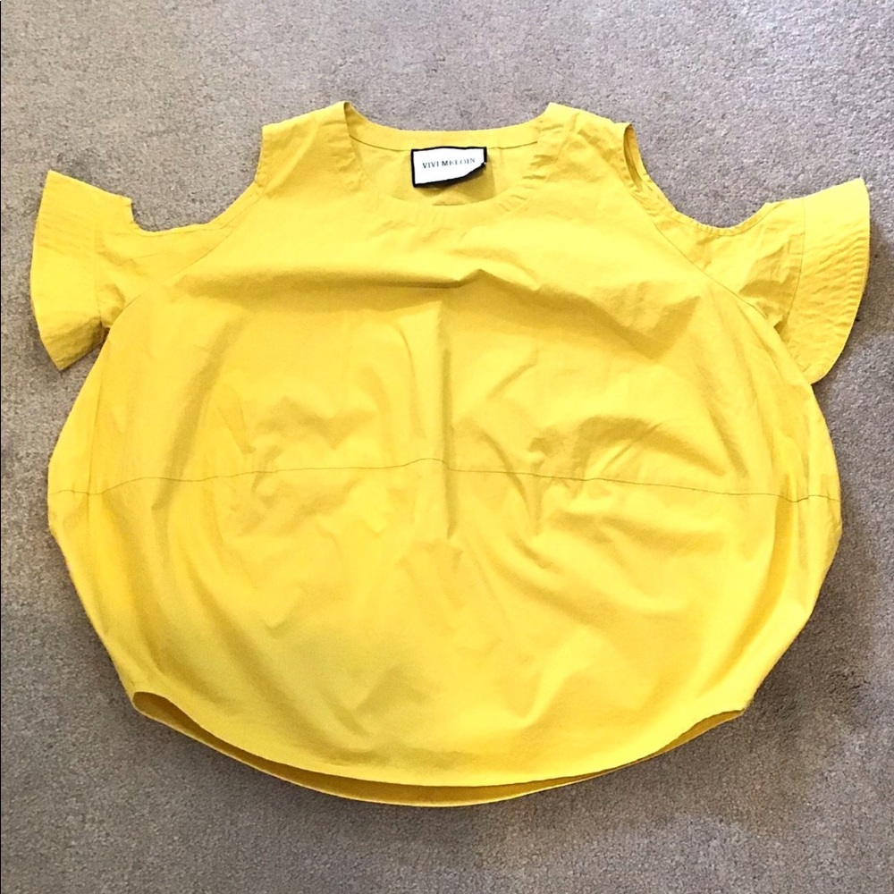 Never worn-mango yellow cold shoulder top